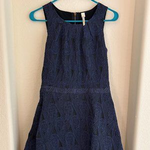 Deep Purple Textured Fit Flare Dress